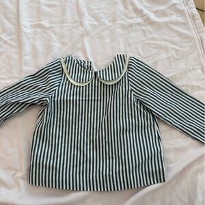 Jacadi Girls Blue and White stripped shirt with buttons down the back. Size 12M